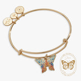 Chrysiridia Rhipheus Butterfly Charm Gold Bangle