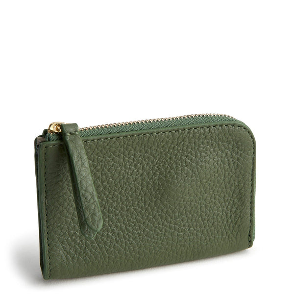 Zip Card Pouch in Bronze Green