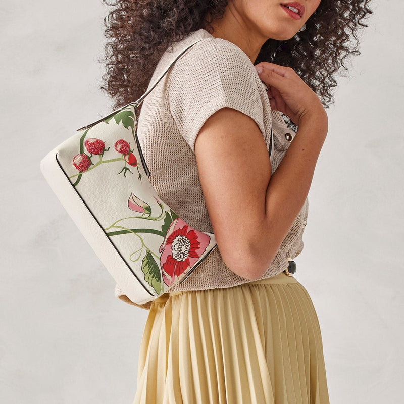 Roxbury Crescent Shoulder Bag in Meadow Bouquet Cottage Cream