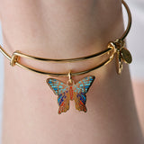 Chrysiridia Rhipheus Butterfly Charm Gold Bangle