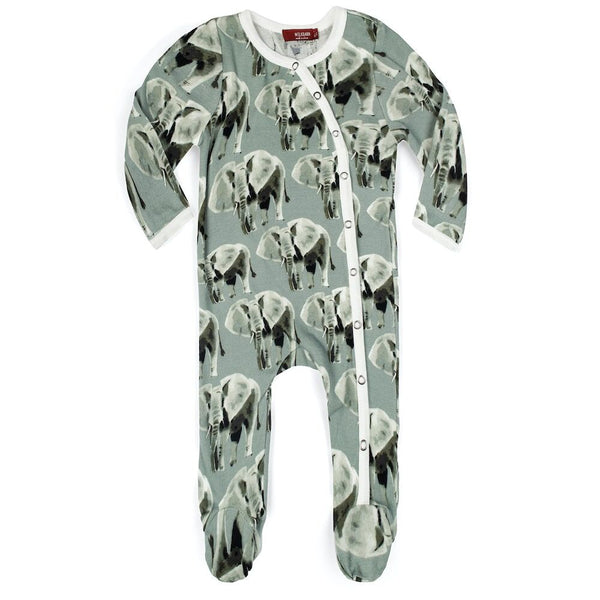 Footed Romper LS Grey Elephant - Raymond's Hallmark