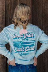 Boat Hair Don't Care Ringspun Long Sleeve Tee Powder