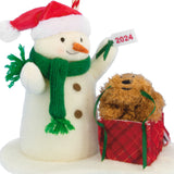 Wrapped In Joy Snowman 2024 Fabric Ornament