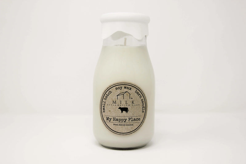 Milk Bottle Candle 13oz My Happy Place - Raymond's Hallmark